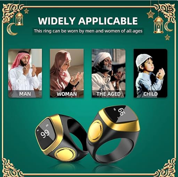 Qibla Ring Tasbih Counter Prayer Reminder